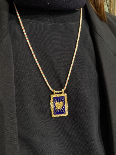 Immagine di COLLANA PLACCA CUORE CORDINO