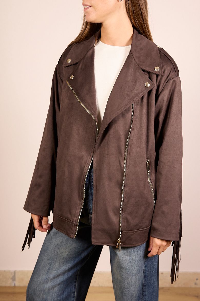 Immagine di CHIODO SCAMOSCIATO FRANGE