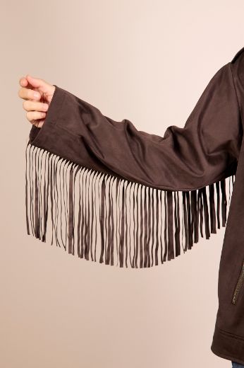 Immagine di CHIODO SCAMOSCIATO FRANGE