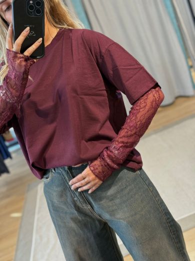 Immagine di T-SHIRT MANICA PIZZO