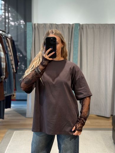 Immagine di T-SHIRT OVER MANICA PIZZO