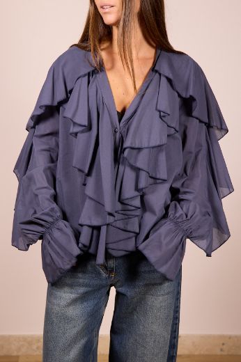 Immagine di CAMICIA ROUCHES - Disponibile in BLU, BIANCO