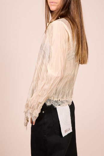 Immagine di CAMICIA STROPICCIATA PIZZO - Disponibile in NERO, BEIGE