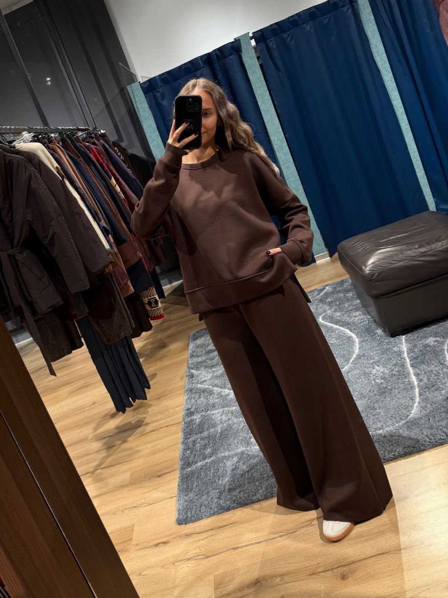 Immagine di TUTA FELPATA PANTA PALAZZO - Disponibile in NERO, MARRONE, BEIGE