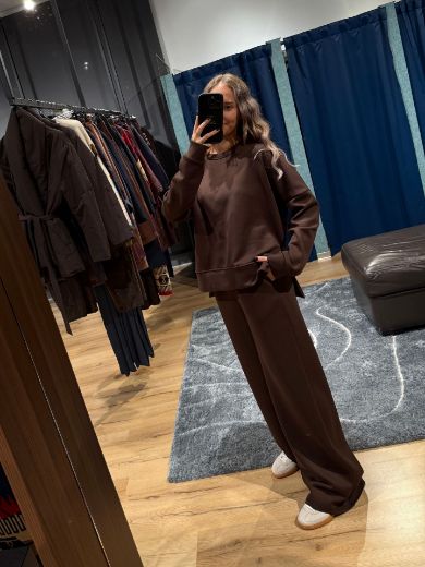 Immagine di TUTA FELPATA PANTA PALAZZO - Disponibile in NERO, MARRONE, BEIGE