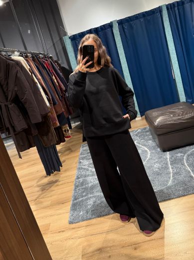 Immagine di TUTA FELPATA PANTA PALAZZO - Disponibile in NERO, MARRONE, BEIGE