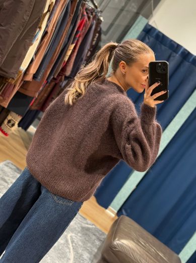 Immagine di MAGLIONE MOHAIR OVERSIZE - Disponibile in PRUGNA, MARRONE, GRIGIO