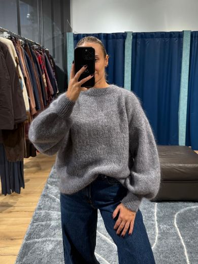 Immagine di MAGLIONE MOHAIR OVERSIZE - Disponibile in PRUGNA, MARRONE, GRIGIO