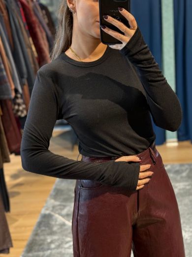 Immagine di MAGLIA LANA MODAL GIROCOLLO - Disponibile in NERO, MARRONE, GRIGIO