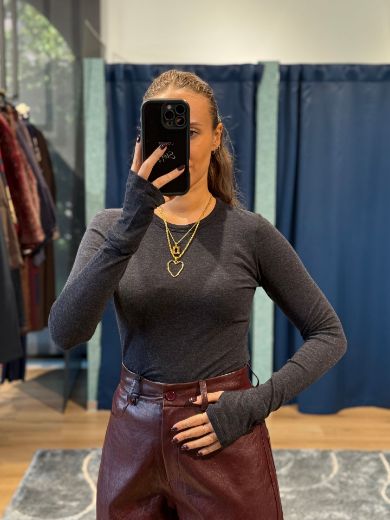 Immagine di MAGLIA LANA MODAL GIROCOLLO - Disponibile in NERO, MARRONE, GRIGIO