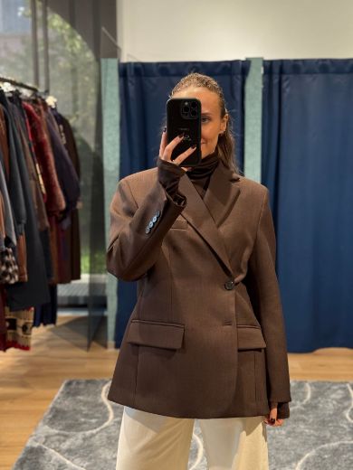 Immagine di BLAZER OVERSIZE DOPPIA CHIUSURA - Disponibile in MARRONE, GRIGIO, NERO