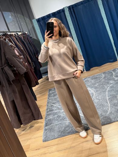 Immagine di TUTA FELPATA PANTA BAGGY - Disponibile in TAUPE, MARRONE, BLU, BORDEAUX, NERO