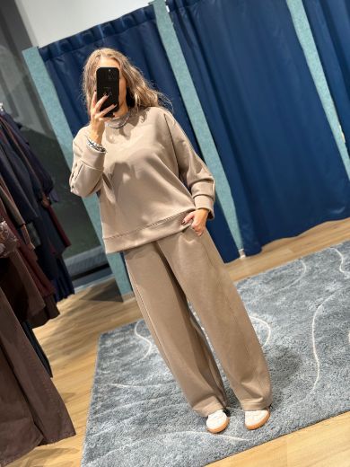 Immagine di TUTA FELPATA PANTA BAGGY - Disponibile in TAUPE, MARRONE, BLU, BORDEAUX, NERO