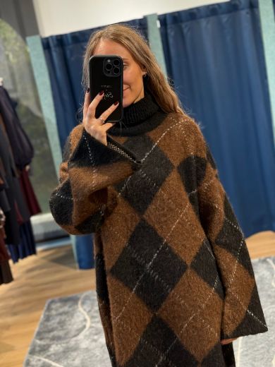 Immagine di ABITO IN MAGLIA ROMBI - Disponibile in MARRONE, BORDEAUX