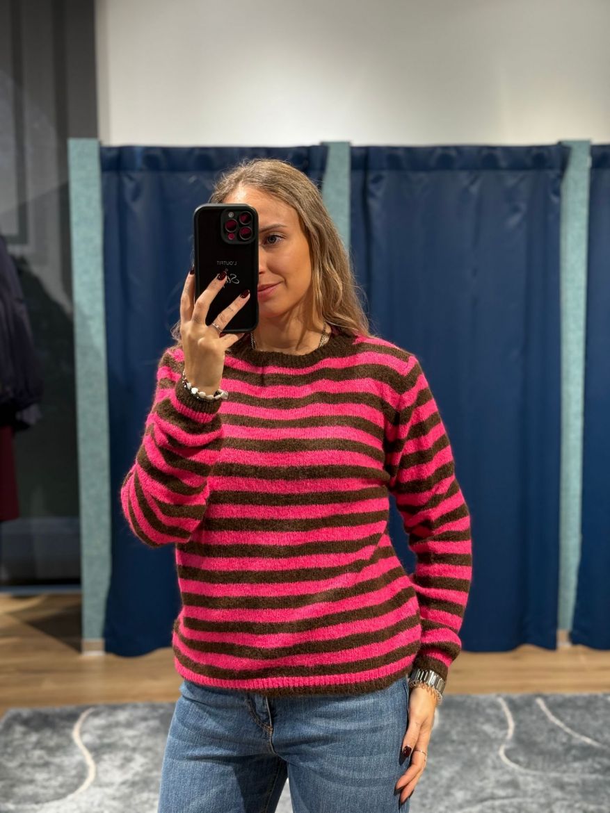 Immagine di MAGLIONE RIGHE - Disponibile in FUXIA/MARR, AZZ/MARR, ROSSO/MARR