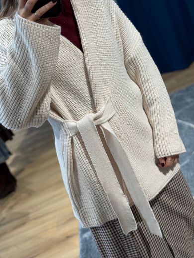 Immagine di CARDIGAN LUNGO LACCIO - Disponibile in PANNA, MARRONE