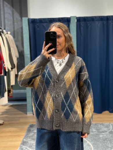 Immagine di CARDIGAN ROMBI - Disponibile in TAUPE, CAMMELLO