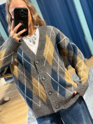 Immagine di CARDIGAN ROMBI - Disponibile in TAUPE, CAMMELLO