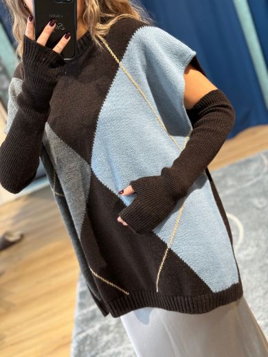 Immagine di GILET OVER ROMBI CON MANICOTTI