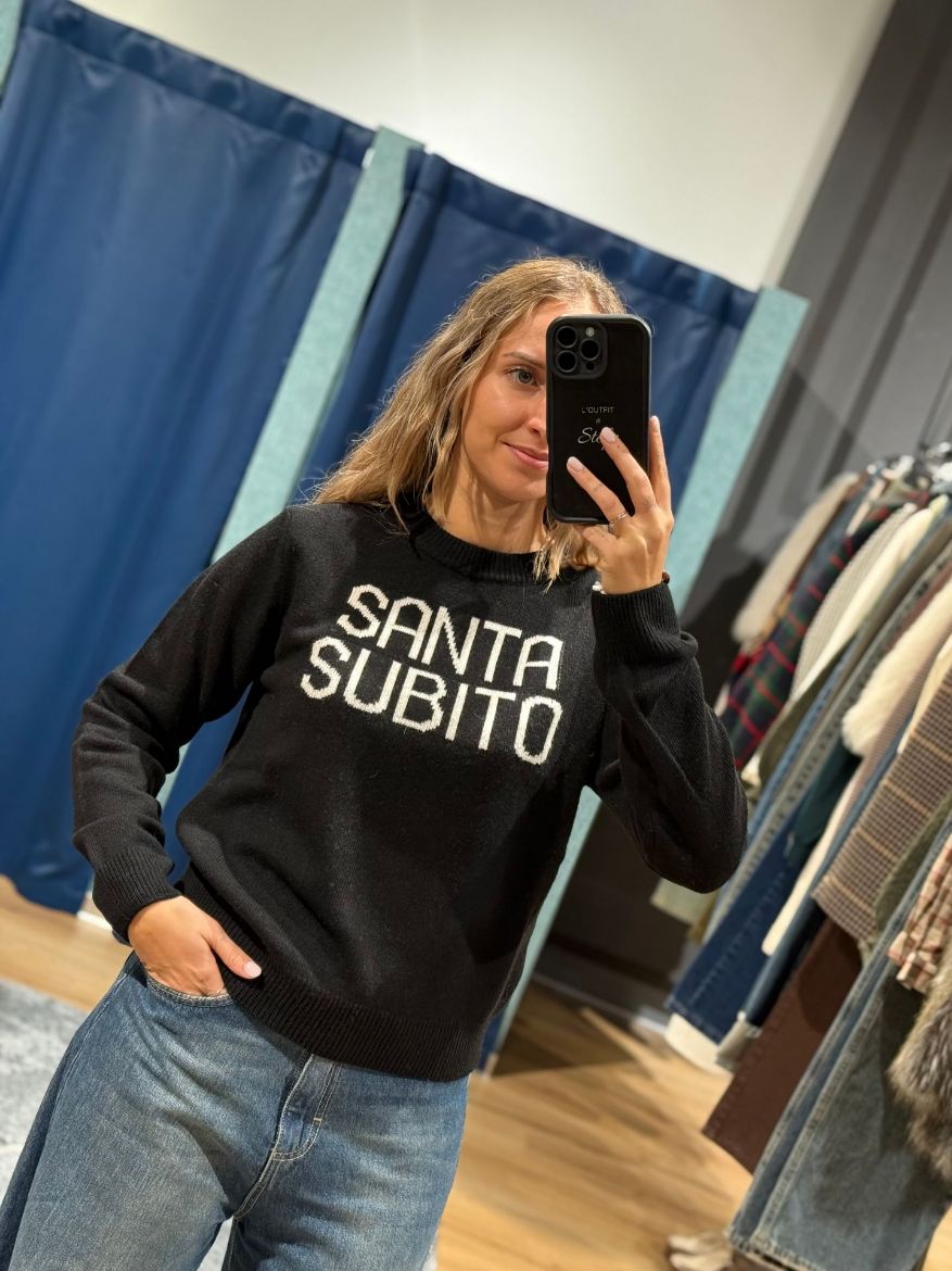 Immagine di MAGLIONE SANTA SUBITO - Disponibile in MARRONE, NERO