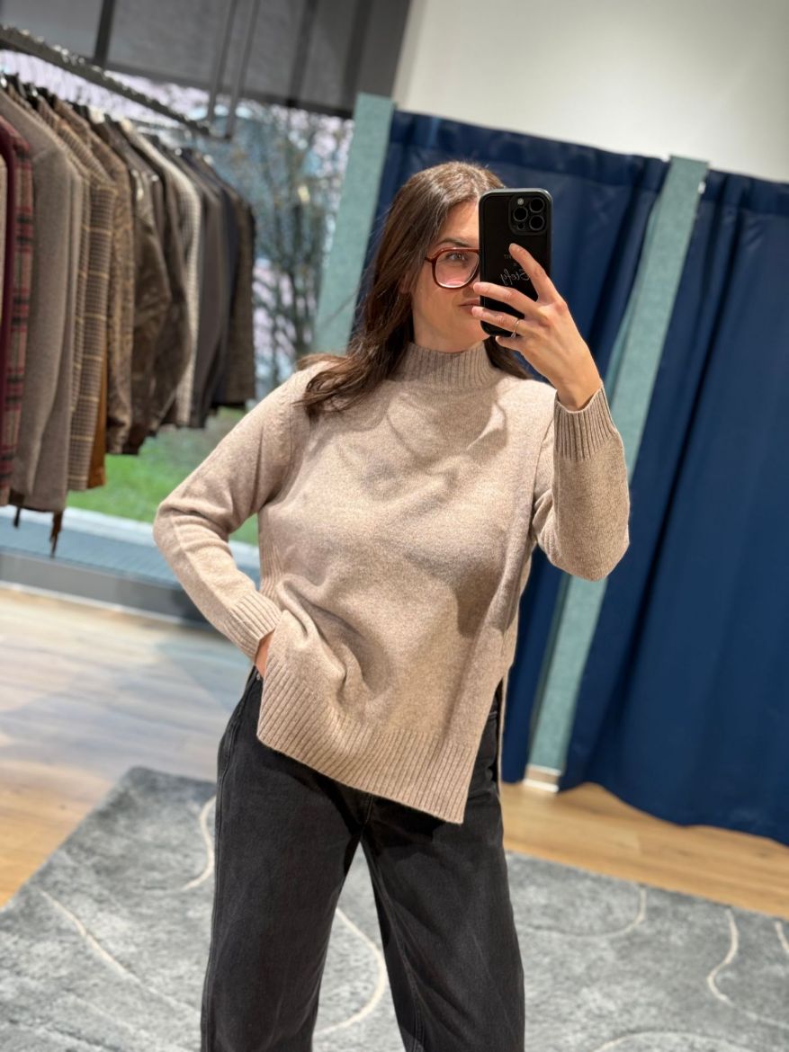 Immagine di MAGLIONE 100% LANA LUPETTO - Disponibile in BEIGE SCURO, MARRONE, BEIGE