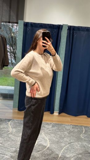 Immagine di MAGLIONE BICOLOR2 100% LANA - Disponibile in PANNA, GRIGIO SCURO, BEIGE SCURO