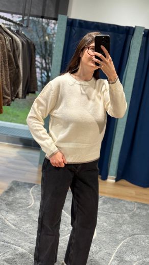 Immagine di MAGLIONE BICOLOR2 100% LANA - Disponibile in PANNA, GRIGIO SCURO, BEIGE SCURO