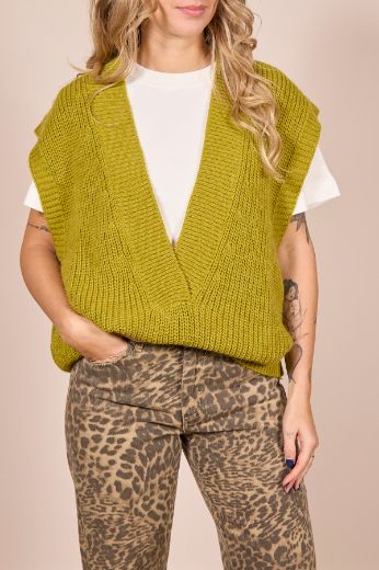 Immagine di GILET MAXI SCOLLO - Disponibile in PANNA, OLIO, BLU