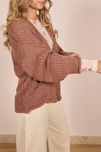 Immagine di CARDIGAN 3 BOTTONI RIGHE - Disponibile in PANNA, NOCCIOLA, CIELO