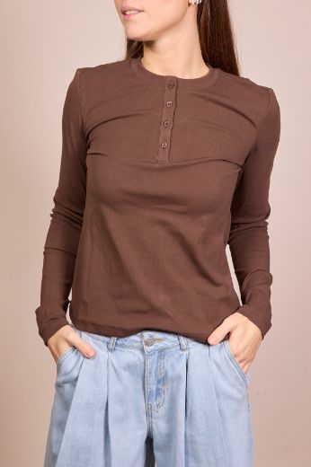 Immagine di MAGLIA MANICA LUNGA BOTTONI - Disponibile in VERDE, ROSA, NERO, MARRONE, BLU, BIANCO