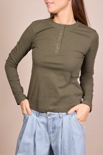 Immagine di MAGLIA MANICA LUNGA BOTTONI - Disponibile in VERDE, ROSA, NERO, MARRONE, BLU, BIANCO