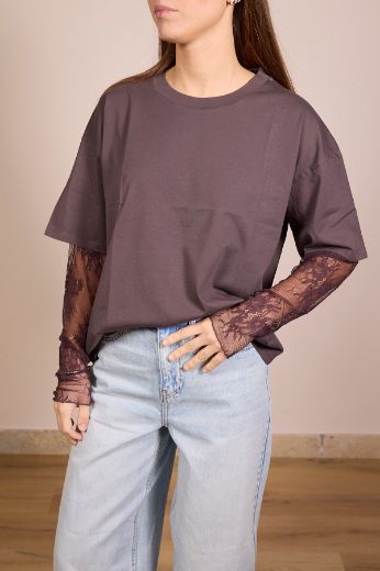Immagine di T-SHIRT MANICA PIZZO