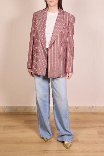 Immagine di BLAZER GESSATO OVER - Disponibile in BLU, BORDEAUX, BEIGE
