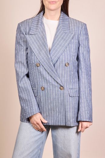 Immagine di BLAZER GESSATO OVER - Disponibile in BLU, BORDEAUX, BEIGE