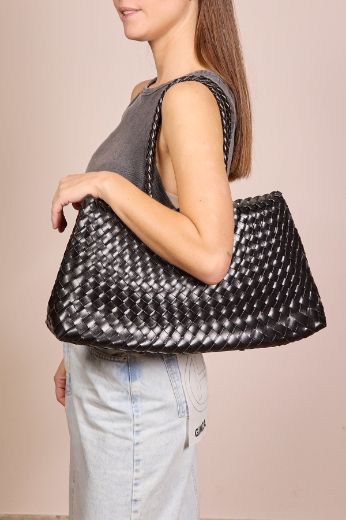 Immagine di SHOPPER IN PELLE INTRECCIATA - Disponibile in NERO, MORO