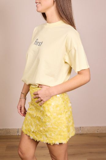Immagine di MINIGONNA PAILETTES - Disponibile in GIALLO, BEIGE