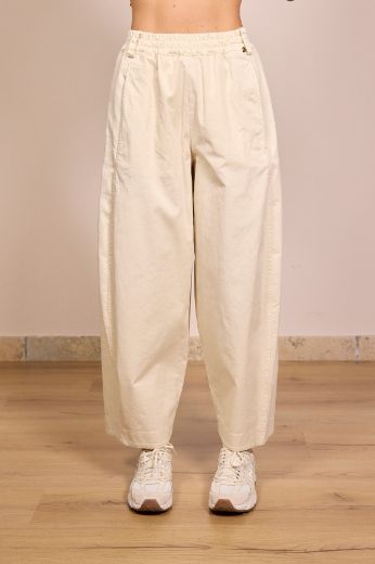 Immagine di PANTALONE BARREL CON ELASTICO - Disponibile in MORO, BURRO