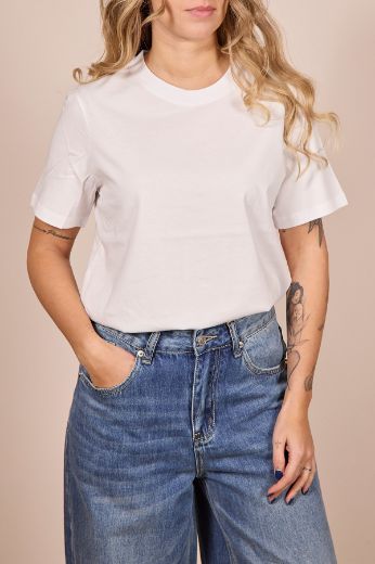 Immagine di T-SHIRT RIA COTONE ORGANICO - Disponibile in BEIGE, BIANCO, ROSA, VERDE, AZZURRO, MARRONE, FUCSIA, NERO, BLU, VERDE BOSCO, VERDE MILITARE, BORDEAUX, GIALLO, ROSSO