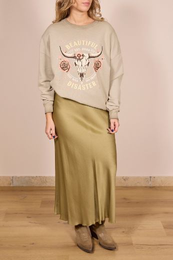 Immagine di GONNA MIDI SATIN - Disponibile in VERDE, BLUSH