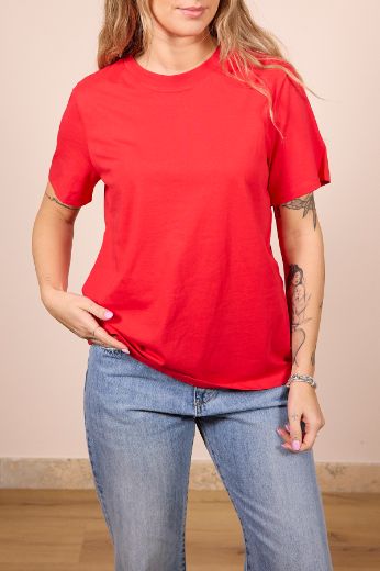 Immagine di T-SHIRT RIA COTONE ORGANICO - Disponibile in BEIGE, BIANCO, ROSA, VERDE, AZZURRO, MARRONE, FUCSIA, NERO, BLU, VERDE BOSCO, VERDE MILITARE, BORDEAUX, GIALLO, ROSSO