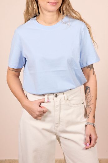 Immagine di T-SHIRT RIA COTONE ORGANICO - Disponibile in BEIGE, BIANCO, ROSA, VERDE, AZZURRO, MARRONE, FUCSIA, NERO, BLU, VERDE BOSCO, VERDE MILITARE, BORDEAUX, GIALLO, ROSSO