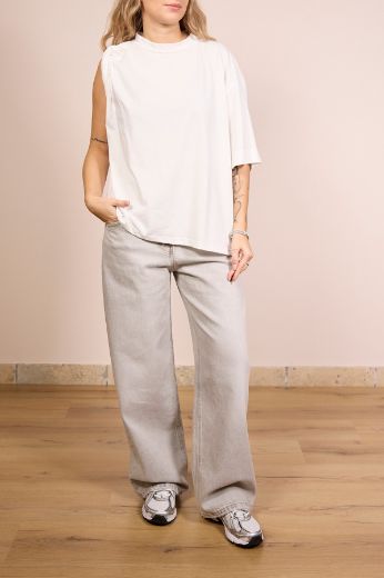 Immagine di T-SHIRT MONOSPALLA - Disponibile in MARRONE, BIANCO