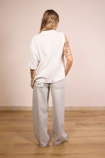 Immagine di T-SHIRT MONOSPALLA - Disponibile in MARRONE, BIANCO