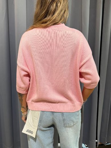 Immagine di MAGLIA COTTON MEZZA MANICA - Disponibile in MARRONE, GIALLO, BLUETTE, AZZURRO, PANNA, ROSA BARBIE