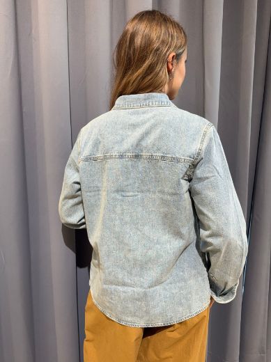 Immagine di CAMICIA DENIM ROSE - Disponibile in BLU, AZZURRO