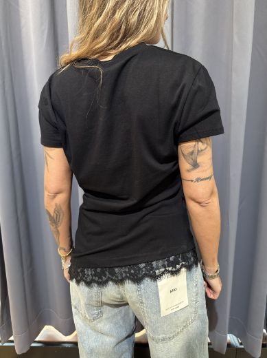 Immagine di T-SHIRT PIZZO SFIANCATA - Disponibile in NERO, BIANCO