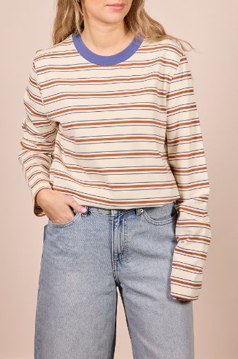 Immagine di MAGLIA RIGHE MANICA LUNGA - Disponibile in CREMA, BLU NOTTE