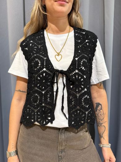 Immagine di GILET CROCHET - Disponibile in NERO, BURRO
