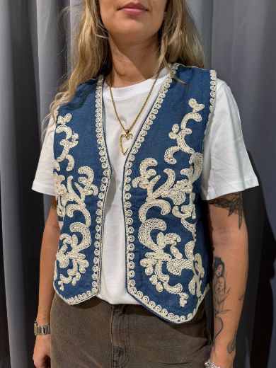 Immagine di GILET RICAMATO - Disponibile in BLU, BEIGE